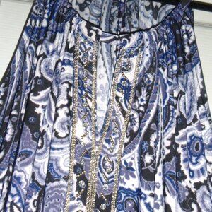 INC - Women's Blue Paisley Print Blouse
